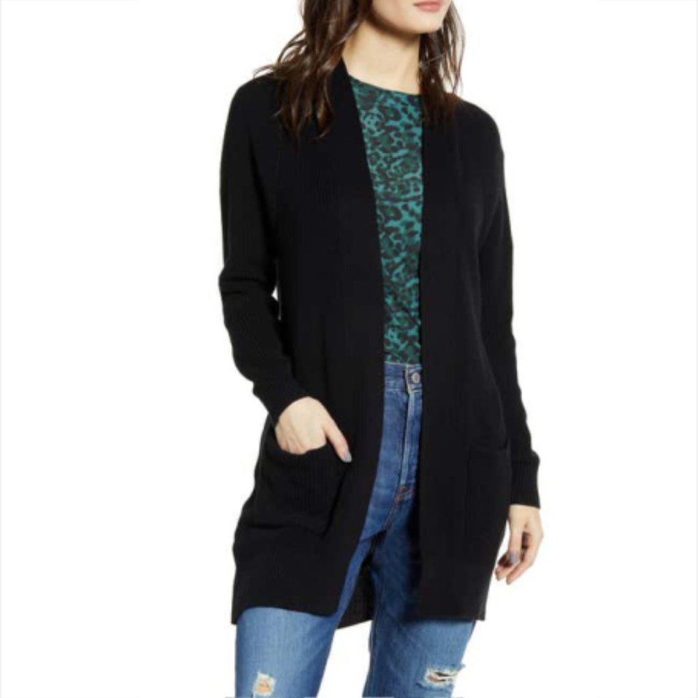 BP Longline Open Cardigan, Small, Black